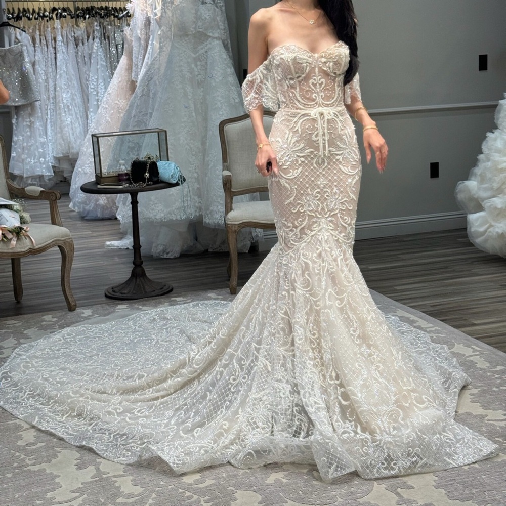 Berta 22-107 Elegant Off-Shoulder Wedding Dress